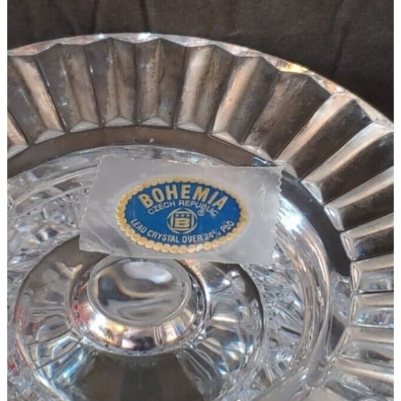 Bohemia Czech Republic Cut 24% Lead Crystal Vase 8" Pineapple Shape - Picture 7 of 9